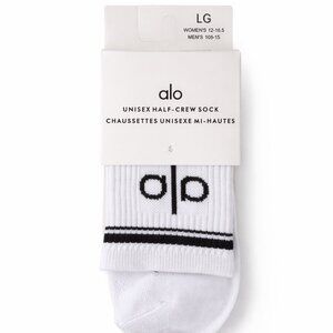 Alo Unisex Half Crew Sock Size Large - Women 12-16.5 and Men 10.5-15